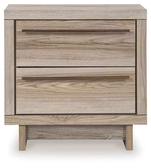 Hasbrick - Tan - Two Drawer Night Stand Sacramento Furniture Store Furniture store in Sacramento