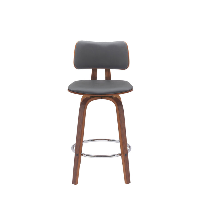 Pico - Swivel Walnut Wood Faux Leather Stool