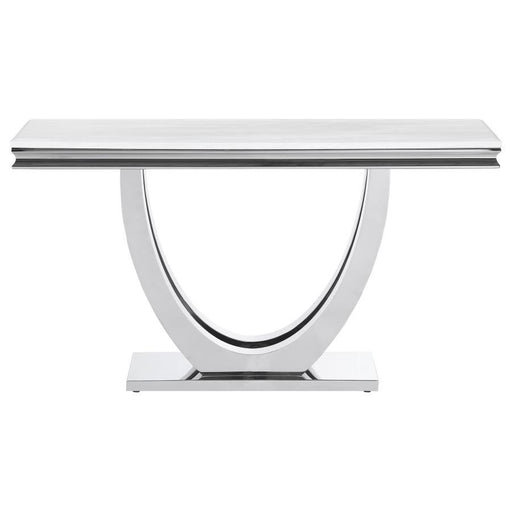 Kerwin - U-Base Rectangle Sofa Table - White And Chrome Sacramento Furniture Store Furniture store in Sacramento