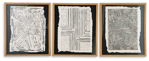 Wonderstow - Black / Beige - Wall Art Set (Set of 3) Sacramento Furniture Store Furniture store in Sacramento