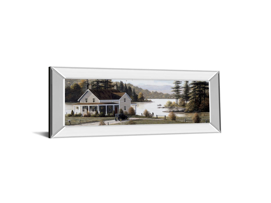 Out On The Lake By Saunders B. - Mirrored Frame Wall Art - Dark Brown