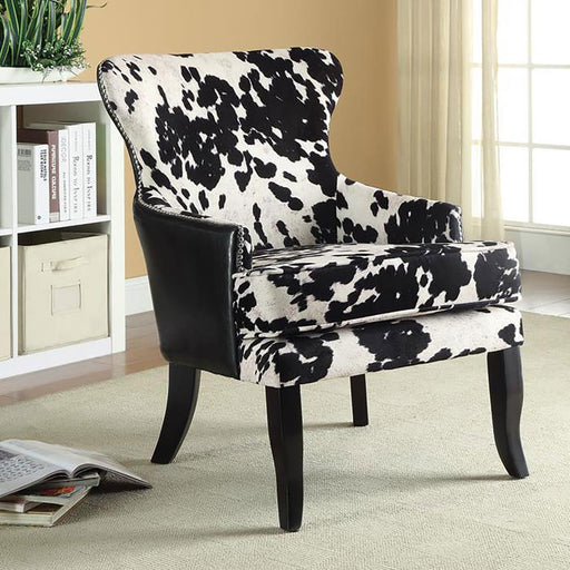 Trea - Cowhide Print Accent Chair - Black And White Sacramento Furniture Store Furniture store in Sacramento