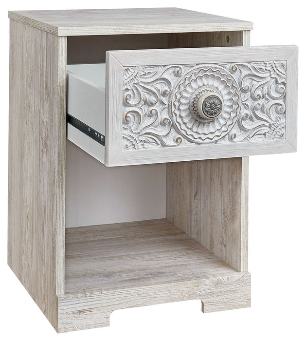 Paxberry - Whitewash - One Drawer Night Stand - Open Cubby Sacramento Furniture Store Furniture store in Sacramento