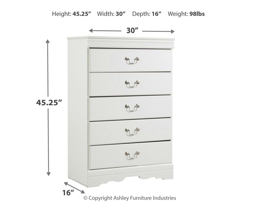 Anarasia - White - Five Drawer Chest Sacramento Furniture Store Furniture store in Sacramento