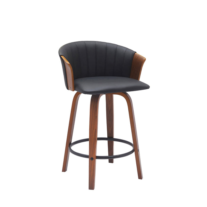 Diana - Swivel Walnut Wood Faux Leather Counter Stool