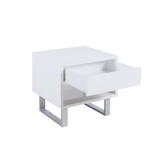 Atchison - 1-Drawer End Table - High Glossy White Sacramento Furniture Store Furniture store in Sacramento