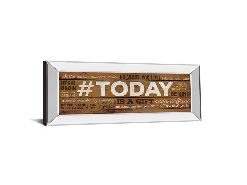 Today Is A Gift By Marla Rae Motivational - Mirror Framed Print Wall Art - Dark Brown