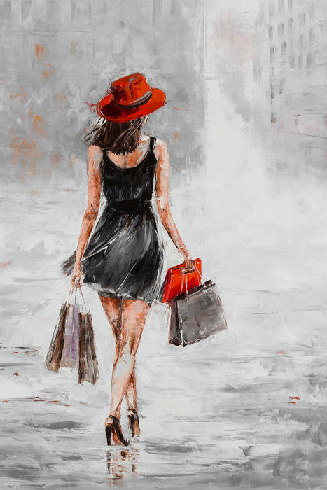 Framed - City Shopping I By Jolanta Kowalik - Gray