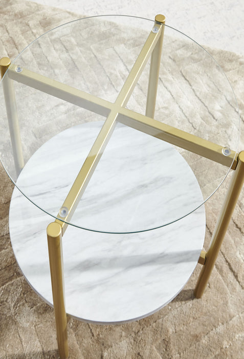 Wynora - White / Gold - Round End Table Sacramento Furniture Store Furniture store in Sacramento