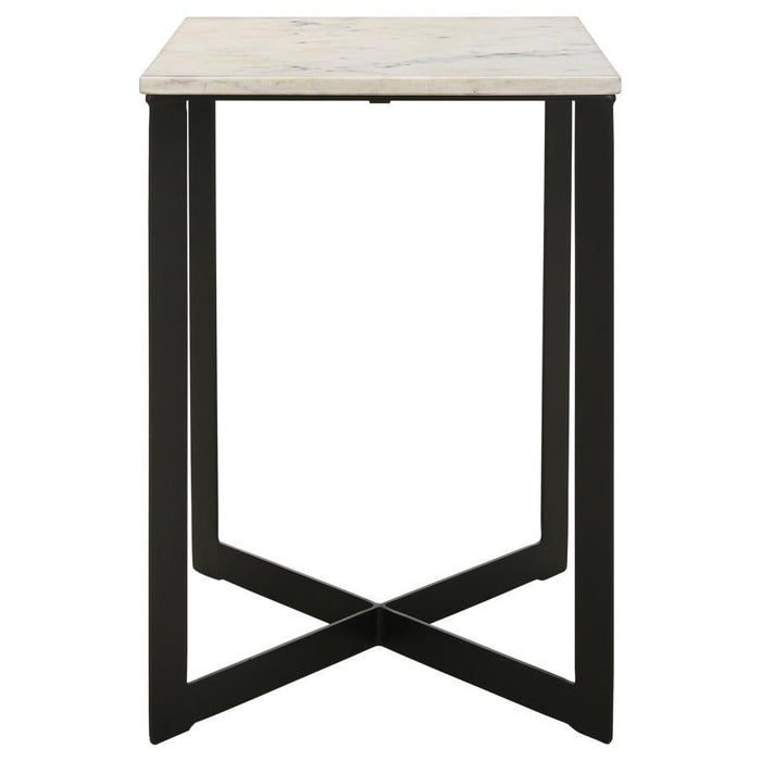 Tobin - Square Marble Top End Table - White And Black Sacramento Furniture Store Furniture store in Sacramento