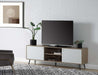 Wafiya - TV Stand - Rustic Oak, White & Black Finish Sacramento Furniture Store Furniture store in Sacramento