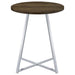 Burkhart - Sled Base Round Bar Table - Brown Oak And Chrome Sacramento Furniture Store Furniture store in Sacramento