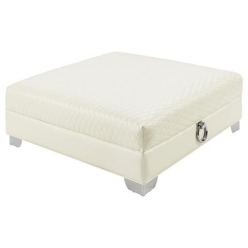 Chaviano - Upholstered Ottoman - Pearl White Sacramento Furniture Store Furniture store in Sacramento
