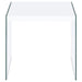 Opal - Square End Table With Clear Glass Legs - White High Gloss Sacramento Furniture Store Furniture store in Sacramento