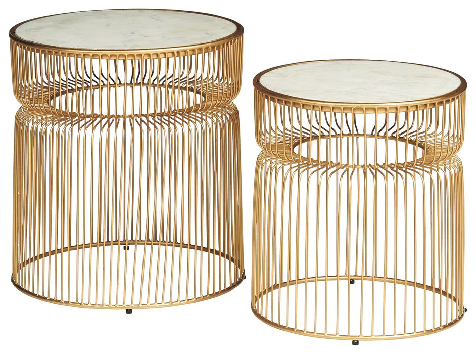 Vernway - White / Gold Finish - Accent Table Set (Set of 2) Sacramento Furniture Store Furniture store in Sacramento