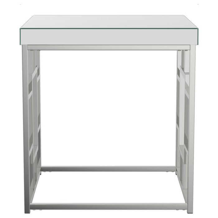 Dafina - Square Mirrored Top Side End Table - Chrome