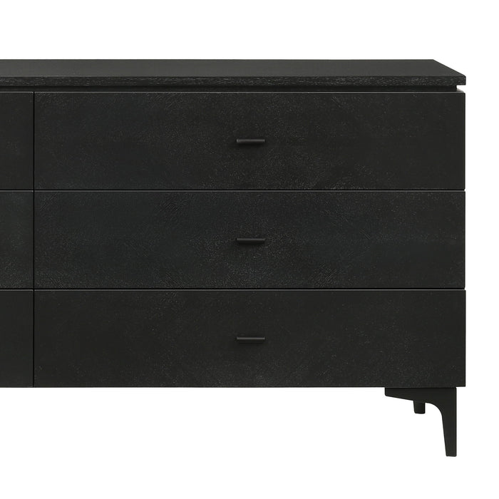 Legend - Veneer 6 Drawer Dresser With Metal Legs - Black Glaze Ash