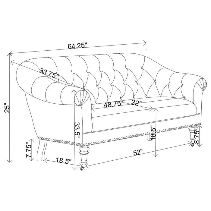 Billie - Tufted Back Settee With Roll Arm - Natural Sacramento Furniture Store Furniture store in Sacramento