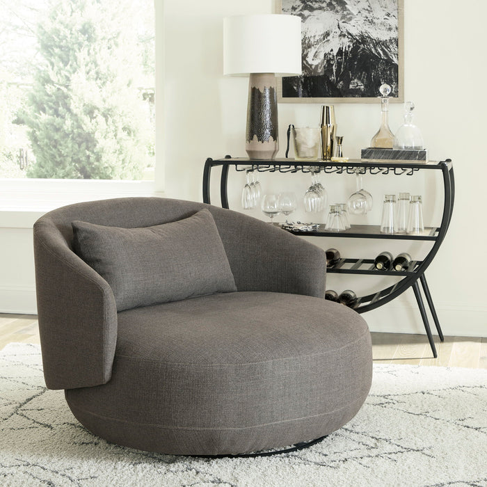 Haley - Upholstered Swivel Cuddler Chair