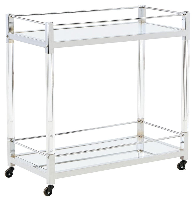 Chaseton - Clear / Silver Finish - Bar Cart Sacramento Furniture Store Furniture store in Sacramento