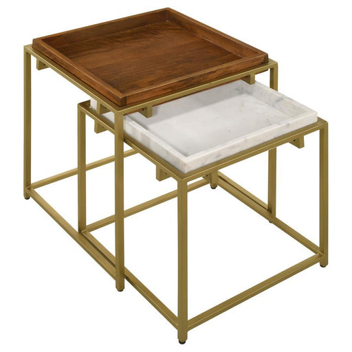Bolden - 2 Piece Square Nesting Table With Recessed Top - Gold Sacramento Furniture Store Furniture store in Sacramento
