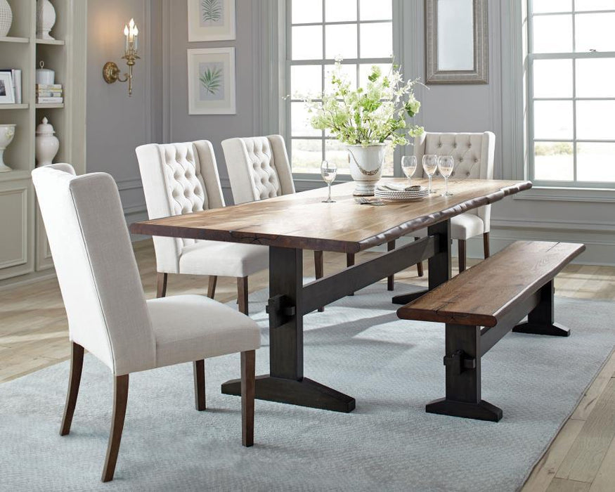 Bexley - 5 Piece Rectangular Live Edge Dining Set - Natural Honey And Espresso