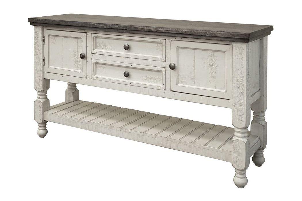 Stone - Sofa Table With 2 Drawer / 2 Doors / Shelf - Antiqued Ivory / Weathered Gray