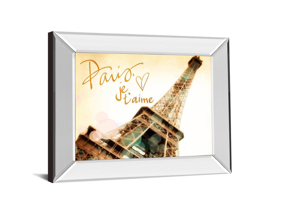 Paris, J'taime By Emily Navas - Mirror Framed Print Wall Art - Beige