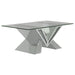 Taffeta - V-Shaped Coffee Table With Glass Top - Silver Sacramento Furniture Store Furniture store in Sacramento