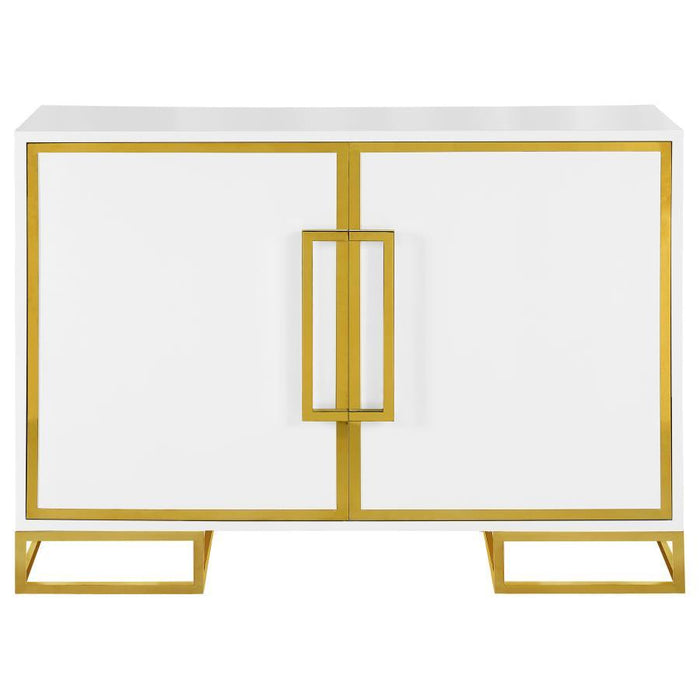 Elsa - 2-Door Accent Cabinet With Adjustable Shelves - White And Gold Sacramento Furniture Store Furniture store in Sacramento