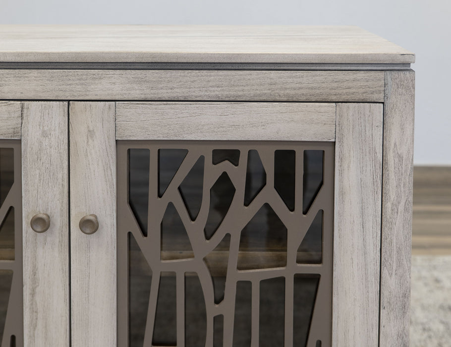 Forest - 4 Glass Door Console - Ivory White & Brown