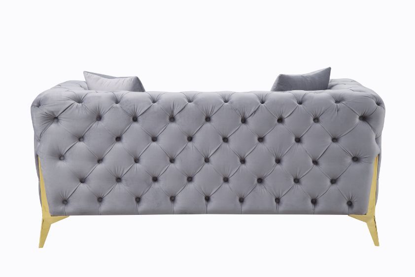 Jelanea - Loveseat - Gray Velvet & Gold Finish - 30" Sacramento Furniture Store Furniture store in Sacramento