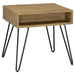 Fanning - Square End Table With Open Compartment - Golden Oak And Black Sacramento Furniture Store Furniture store in Sacramento