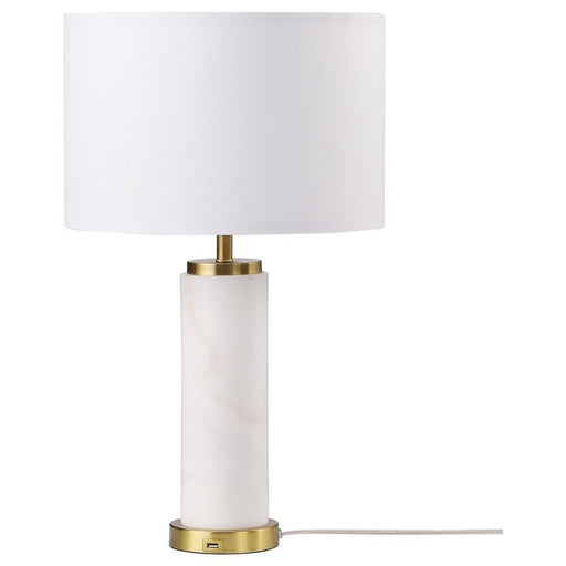 Lucius - Drum Shade Bedside Table Lamp - White And Gold Sacramento Furniture Store Furniture store in Sacramento