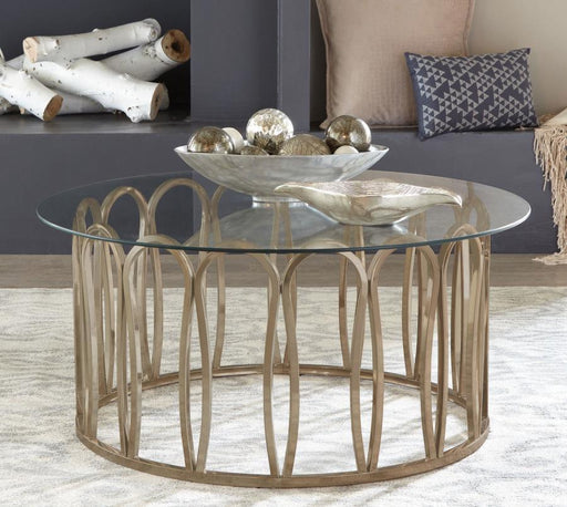Monett - Round Coffee Table - Chocolate Chrome And Clear Sacramento Furniture Store Furniture store in Sacramento