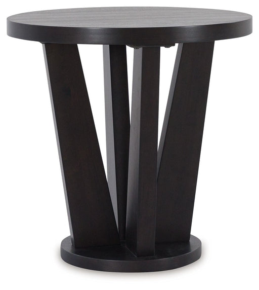 Chasinfield - Dark Brown - Round End Table Sacramento Furniture Store Furniture store in Sacramento