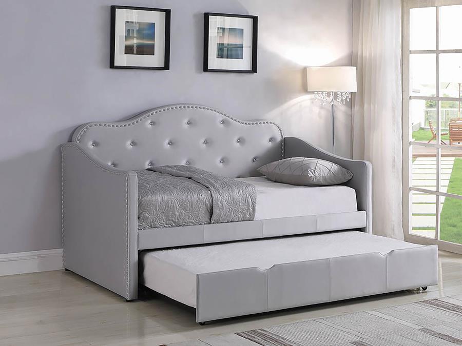 Elmore - Upholstered Twin Daybed With Trundle - Pearlescent Gray Sacramento Furniture Store Furniture store in Sacramento