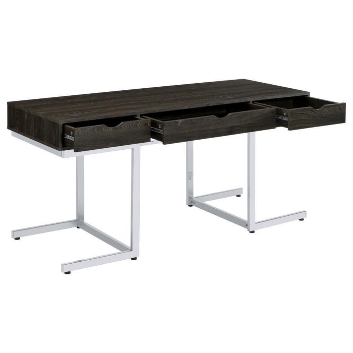 Noorvik - 3 Piece Writing Desk Set - Dark Oak And Chrome Sacramento Furniture Store Furniture store in Sacramento