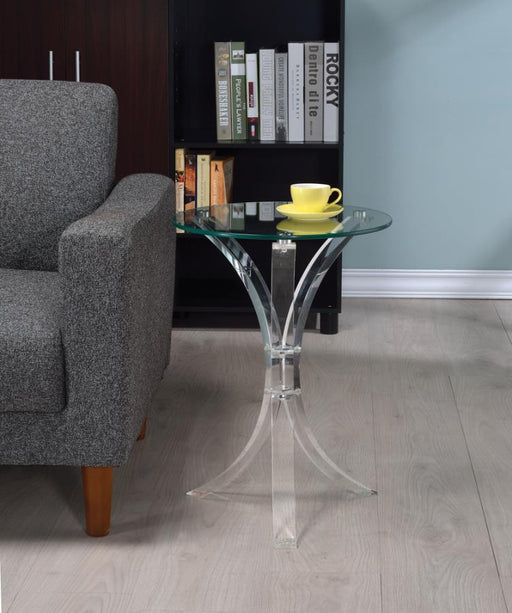 Laning - Round Accent Table - Clear Sacramento Furniture Store Furniture store in Sacramento