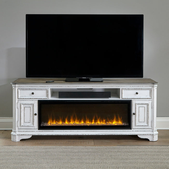 Magnolia Manor - 82" Console With Fire - White