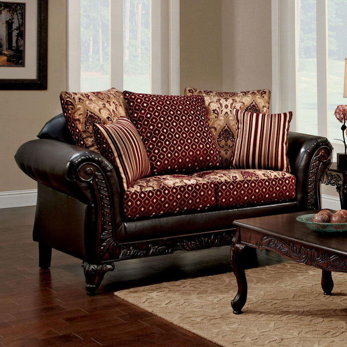 Ellis - Loveseat - Burgundy / Brown / Dark Cherry Sacramento Furniture Store Furniture store in Sacramento