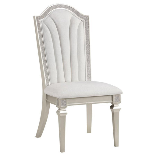 Evangeline - Upholstered Dining Side Chair With Faux Diamond Trim (Set of 2) - Ivory And Silver Oak Sacramento Furniture Store Furniture store in Sacramento