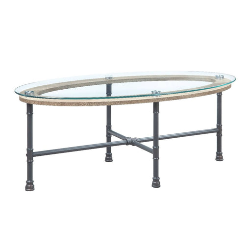 Brantley - Coffee Table - Clear Glass & Sandy Gray Finish Sacramento Furniture Store Furniture store in Sacramento