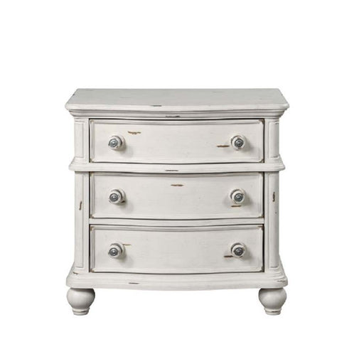 Jaqueline - Nightstand - Light Gray Linen & Antique White Finish Sacramento Furniture Store Furniture store in Sacramento