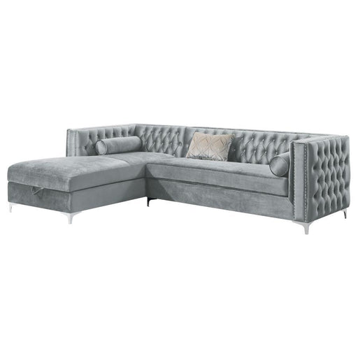 Bellaire - Button-Tufted Upholstered Sectional - Silver Sacramento Furniture Store Furniture store in Sacramento