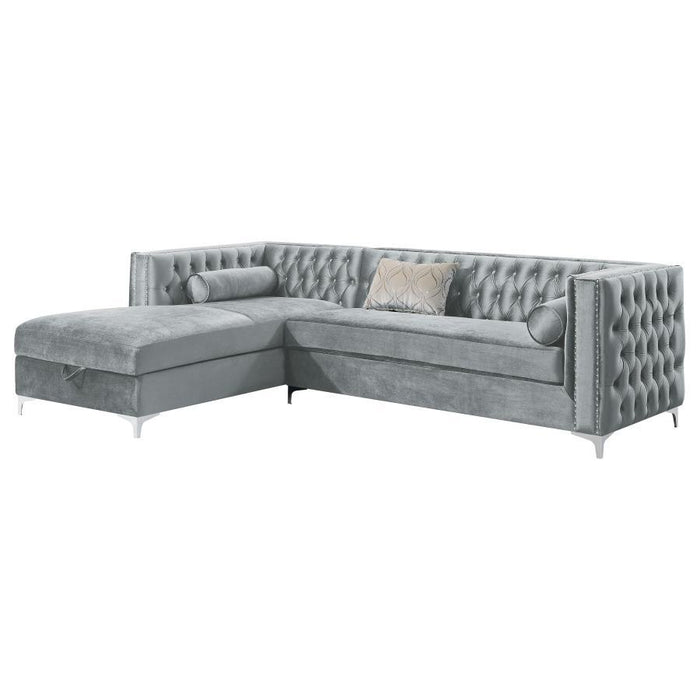 Bellaire - Button-Tufted Upholstered Sectional - Silver Sacramento Furniture Store Furniture store in Sacramento