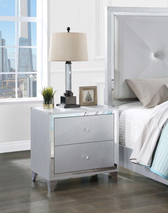 Larue - 2-Drawer Nightstand With USB Port - Silver Sacramento Furniture Store Furniture store in Sacramento