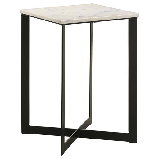 Tobin - Square Marble Top End Table - White And Black Sacramento Furniture Store Furniture store in Sacramento