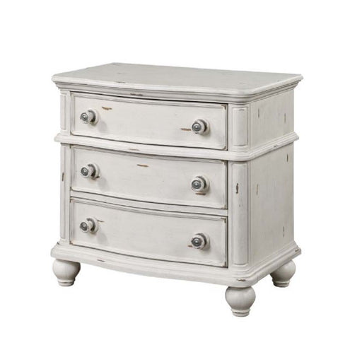 Jaqueline - Nightstand - Light Gray Linen & Antique White Finish Sacramento Furniture Store Furniture store in Sacramento