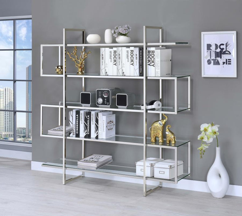 Elmer - 5-Shelf Bookcase - Chrome And Clear Sacramento Furniture Store Furniture store in Sacramento